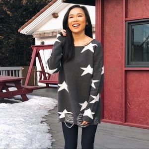Vici Dolls Stars Distressed Sweater